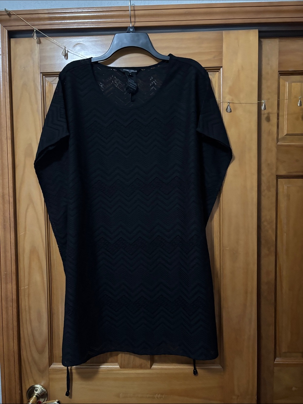Mario Serrani Black Chevron Knit Swim Coverup